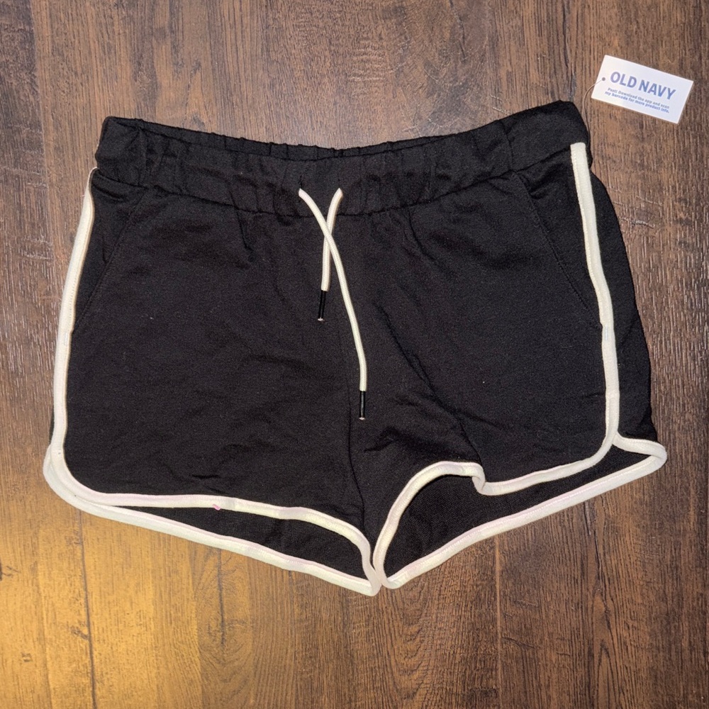 Old Navy Women's Black Athletic Shorts with White Trim